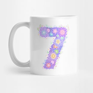 "7" Floral Letter Number Mug